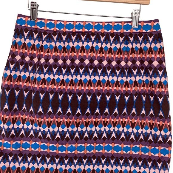 J. Crew Womens Geometric Patterned Skirt Size 8 Lined Blue & Purple - Picture 3 of 8